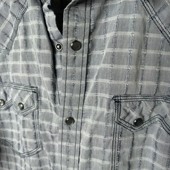 Moon Shine Spirit Shirt Mens XL Button Up Pearl Snap Long Sleeve Western Plaid - Picture 5 of 14